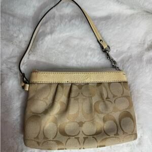 COACH Cream Signature Canvas Wristlet